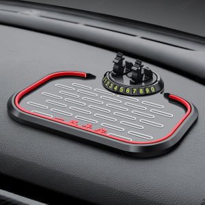 แผ่นรองกันลื่น ขาตั้งมือถือแบบกวาง มัลติฟังก์ชั่น ที่วางโทรศัพท์มือถือในรถยนต์ พร้อมป้ายหมายเลขบัตรจอดรถชั่วคราว แผ่นรองกันลื่นในรถยนต์