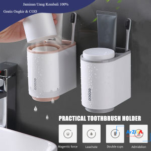 Ecoco Rak Sikat Gigi dan Gelas Magnetic Wall Mounted Toothbrush Holder - E1905