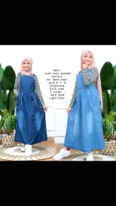 SET OVERALL JEANS PEREMPUAN FREE MANSET - Jumpsuit Anak Perempuan Usia 9-13 Tahun - Setelan Baju Kodok Anak Perempuan Terbaru