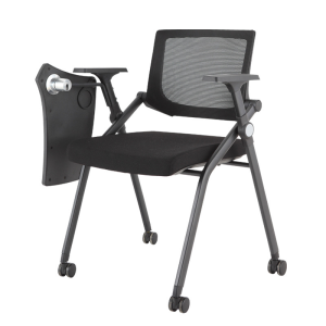Foldable Meeting Chair with Writing Board Mesh Training Chair Home Office Chairs Ergonomic Design Comfortable Backrest Sponge Cushion Folding Study Chairs