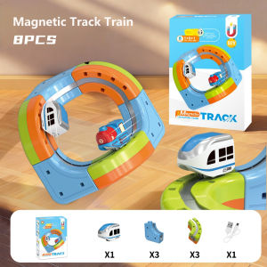 Magnetic Train Track Set DIY Railway Building Blocks Educational Toy for Kids