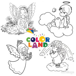 Thiên thần có cánh Angels - Set 20 Tờ Tranh Tô Màu A4 A5 Dành Cho Màu Sáp Màu Chì - TRANH TÔ MÀU COLOR LAND