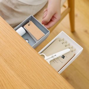 [In STORE]Under Table Drawer Organizer Box / Self-adhesive Under-drawer storage Box / Paste Hidden Under Desk Organizer