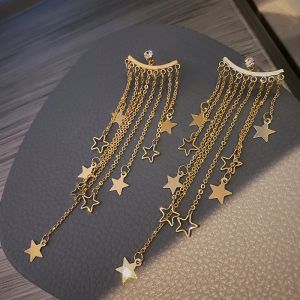 Exaggerated Temperament Star Tassel Earrings Rear Hanging Six-pointed Star Earrings Women Fashion Earrings for Girls Jewellery