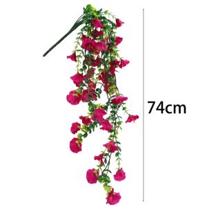 Exquisite Simulation 5-fork Morning Glory Flower Wall Hanging Vine - Bright Artificial Vine for Wedding Party Home Ornament - Eternal Flowers Leaf Hanger Decor