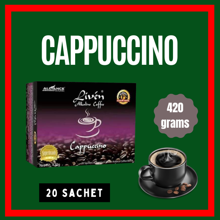 Liven Alkaline Cappuccino Coffee (20 sachet) Sliming Fast Coffee Aim