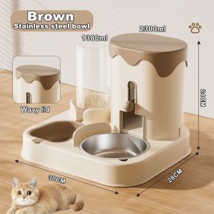 2 in1 Automatic Cat Food and Water Dispenser With Stainless Steel Dog Food Bowl 3.6L Pet Self Feeder