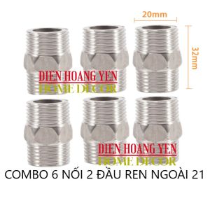 [HCM]Combo 6 chiếc Nối 2 đầu ren ngoài inox ( Kép nối inox Ren 1/2 ) 21mm