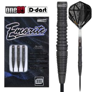 ONE80 STEEL TIP DART - 24G Emorite-03 Black VHD 90% TUNGSTEN STEEL DARTS (ARROW DART KELULI)
