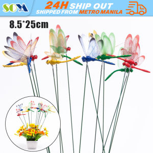 5Pcs 3D Handicraft Lawn Ornament Garden Decor Simulation Butterfly Artificial Dragonfly With Stem Thin Stick Creative 3D Artificial Dragonfly Thin Stick Simulation Butterfly with Stem Yard Garden Decor Handicraft Lawn Ornament