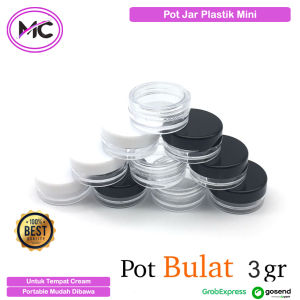 Pot Cream Bulat 3gr Tempat Krim Kecil Pot Jar 3 Gram Wadah Refill Kemasan Makeup Travel Praktis Kosmetik