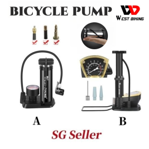 OutingSG® Bicycle foot pump high pressure portable bicycle pump ultra light and labor saving pump with barometer