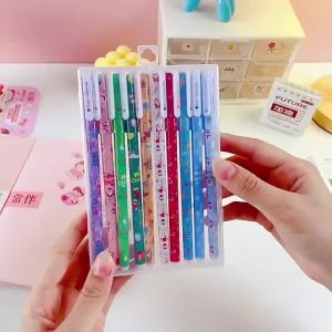 10 Pcs/Set Colored 0.38mm Ink Santa Claus Snowman Elk Gel Pen Kawaii Gel Pencils Office School Stationery Supplies christmas gifts