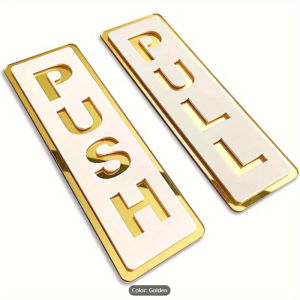 Keranixy Acrylic Push Pull Door Logo 3D Mirror Sticker Double Layer Restaurant Shop Indoor Outdoor Tanda Tolak