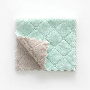 Vintlook đồng bằng in hai mặt thấm hút mạnh rag không rụng tóc và không có dầu san hô lông cừu dishtowel ướt và khô dishcloth