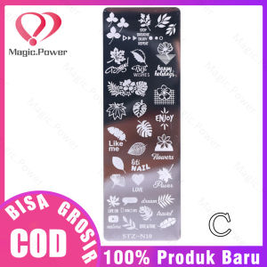 Manicure Transfer Template Bunga Kuku Kuku Gambar Stamping Stensil Piring