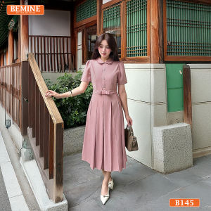 Đầm thiết kế BEMINE cổ sen tùng váy xếp ly phù hợp đi làm-B145