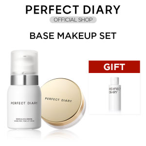 Perfect Diary Face Base Makeup Set 12H Oil Control Loose Powder with Brighten Tone Up Cream Long-lasting Waterproof with Freebies