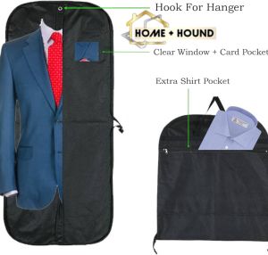 Home+ Hound  Suit Dust Cover Bag Portable Suit Garment Travel Bag Waterproof Black Suit Bags