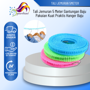 TALI JEMURAN 5 METER SIAP PAKAI PRAKTIS DAN KUAT / GANTUNGAN HANGER