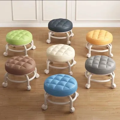 Ghế Tròn Xoay 360 độ Bệt Nhiều Màu Có Bánh Xe (Mặt Nhựa Lưới) và (Mặt Da). LMS