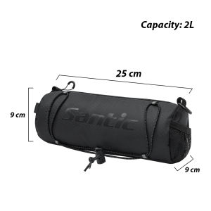 Santic Bike Handlebar Bag Handy Front Bike Bags Storage Pouch Pack with Shoulder Strap Little Mountain Road Bike Barrel Bag WZ24P176