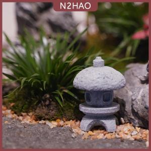 N2HAO Retro Gazebo Trung Quốc Đèn Lồng Mini Chùa Mô Hình Trang Trí Đá Thu Nhỏ Tượng Đá Sa Thạch Phụ Kiện Nhà