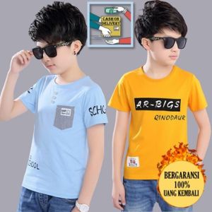 Baju Kaos Anak Laki Laki TShirt Usia 3-15 Tahun Bahan Katun Premium Adem Import