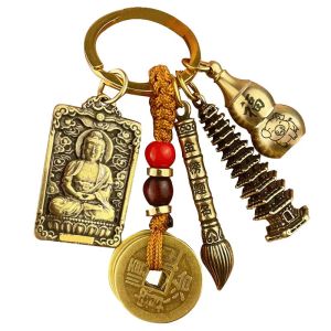 纯黄铜十三层文昌塔挂件金榜题名笔十二生肖学生钥匙扣学生小礼物 Pure Brass Thirteen Layer Wenchang Tower Pendant Gold List Inscriptions Pen Twelve Zodiac Students Key Chain Students Exam Small Gift