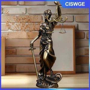 CISWGE 1pcs phòng khách văn phòng bàn trang trí phong cách Châu Âu sáng tạo Retro nhà giả đồng nữ thần của công lý trang trí