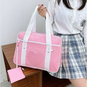 HISNGS Zipper JK Uniform Itabag Ox Cloth Heart Shoulder Bag Casual Idol Merchandise Storage Anime Purse Small Item Bag
