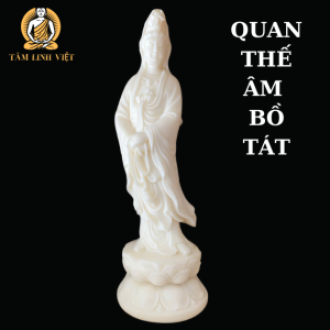 Tượng Phật Bà Quan Âm Bồ Tát chất liệu đá nhân tạo size 20cm nhập khẩu làng nghề đúc tượng mỹ nghệ Đài Loan