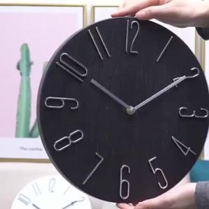 12 Inches Clock Wall Home Living Room Aesthetic Wall Clock Embossed Digital Clock Easy Read (30cm)