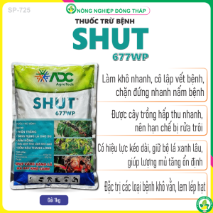 Thuốc Trừ Bệnh SHUT 677WP – Đặc Trừ: Phấn Trắng Vàng Rụng Lá Cao Su Nấm Hồng Đốm Nâu Thanh Long (Gói 1kg)