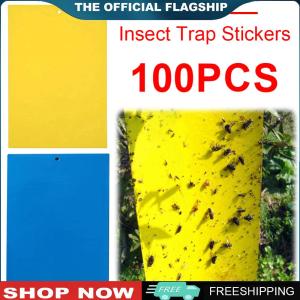 [VICKING6]แผ่นดักแมลงเหนียวสองด้าน 100 ชิ้น สำหรับดักแมลงและเพลี้ยในสวนและพื้นที่กลางแจ้ง ทนทานและใช้งานง่าย
