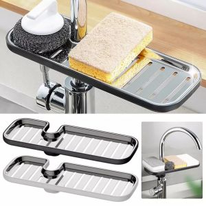 【Soft Lip Shop】Stainless Steel Faucet Sponge Soap Storage Rack Drainer Sink Hanging Drain Holder For Kit Bathroom Kitchen Accessories Organizer