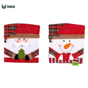 Christmas Decoration Chair Covers Santa Snowman Pattern 2 Pack for Festive Home Use