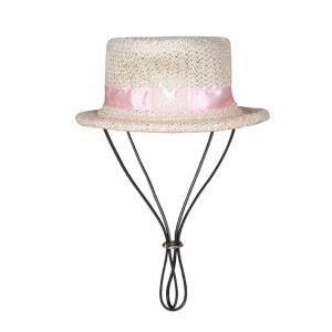 DEQIX Handwoven Pet Straw Hat with Adjustable Strap Summer Costumes Cat Dog Sun Cap Retro Party Headdress Farmer Pet Hat for Puppy