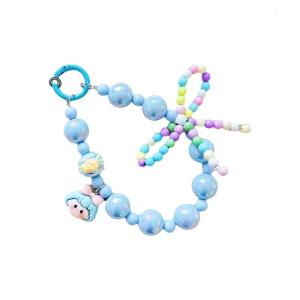 Elegant Bowknot Design Bead Phone Lanyard Keychain Phone Strap Keychain Stylish for Women Fashion Gift