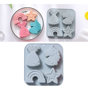 4 khoang Kỳ Lân fondant khuôn khuôn bánh quy Tự làm phim hoạt hình Báo Chí Khuôn nướng sinh nhật Cookie công cụ công cụ trang trí bánh