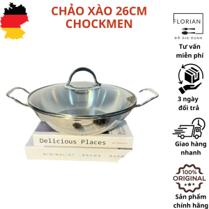 Chảo xào CHOCKMEN 26cm chảo xào inox chảo inox đa năng chảo inox sâu lòng kèm vung chảo cao cấp