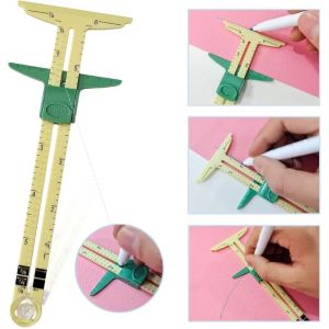 CHENJIE Sliding Gauge Sliding Ruler 5 In 1 Multi-Functional Sewing Patchwork Ruler Measuring Tool DIY Sewing Sewing Measuring Tool Tailors