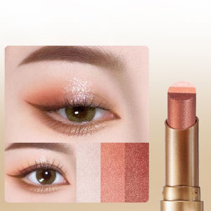 Threecolor eyeshadow stick pearlescent gradient Transisi Alami/Tahan Lama Anti Luntur/Satu Oles Jadi/Pakai Sehari-Hari &amp Rias Mata Gold Diamond Eyeshadow Stick