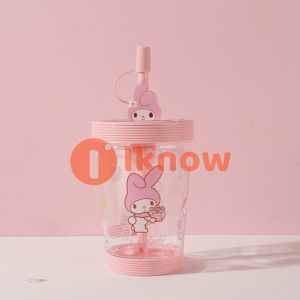 I know Sanrio Colorful Travel Cup Cinnamoroll Straw Cup Cute Cartoon Kuromi Water Cup(535ml)