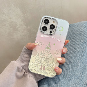 CrashStar Dream Castle Laser Gradient Hard Shockproof Phone Case For iPhone 15 14 Pro Max Plus 13 12 11 Pro Max Anti-fall Phone Casing Fashion Cover Shell