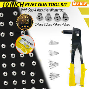 MYDIYHOMEDEPOT - 10” Hand Riveter With Bullet And Rivet With 4pcs Nozzle Rivet Gun Hand Riveter Tool