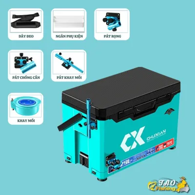 Thùng câu đài Chixuan đa năng thể tích 29L kèm phụ kiện nâng cấp chính hãng