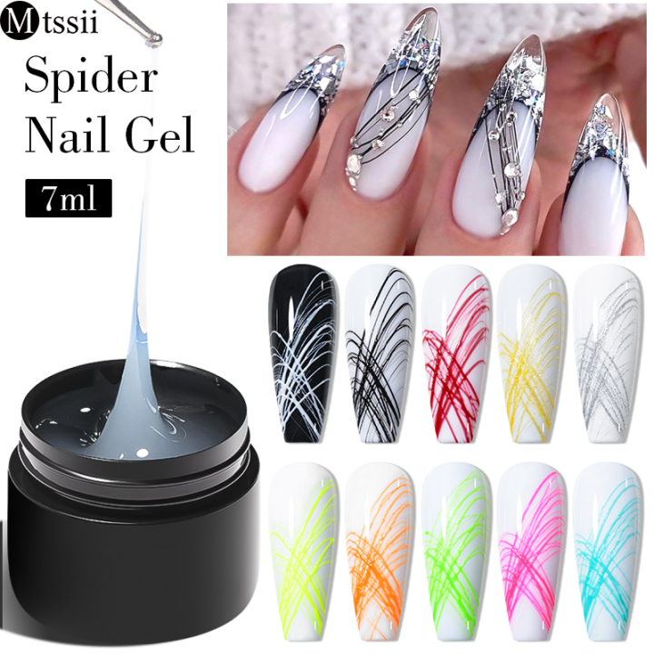 2pcs Spider Gel Set Nails Wire Lines Drawing Nail Polish DIY Manicure Black  White Spider Web Gel Nail Art Design Glue Gel | SHEIN USA