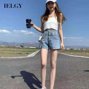 IELGY Womens Denim Shorts Thin Zipper High Waist Ins Hot Pants