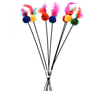 ไม้ล่อแมว ราคาถูก กลมขนนก ยาว 60cm พร้อมส่ง คลาสี